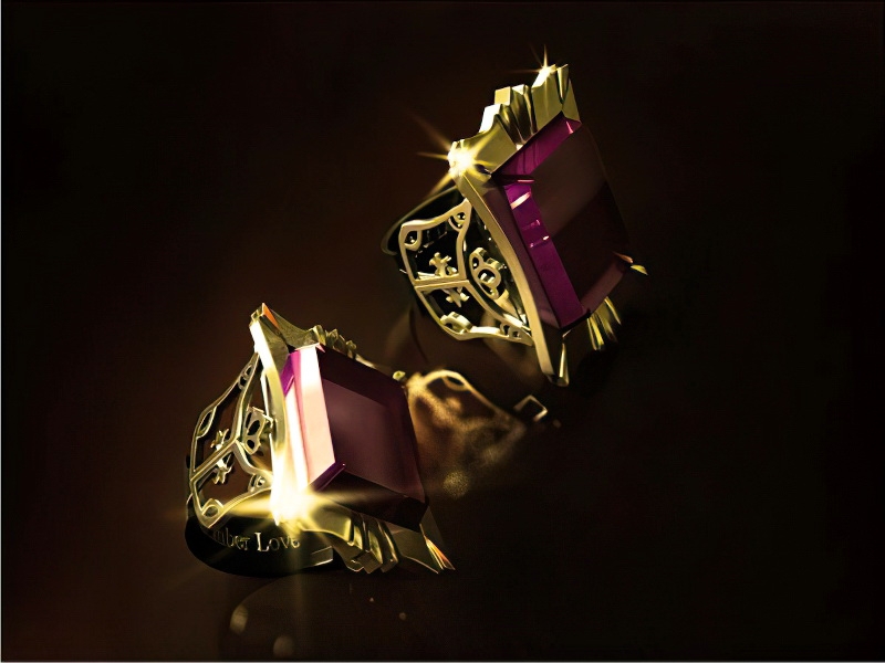 Gold Ruby Ring 3d rendering