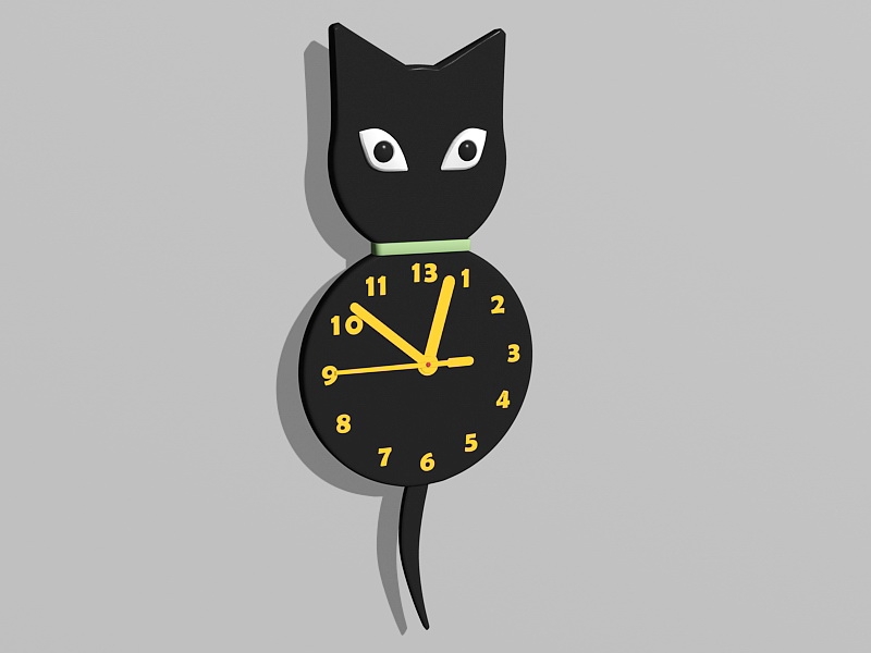 Black Cat Wall Clock 3d rendering