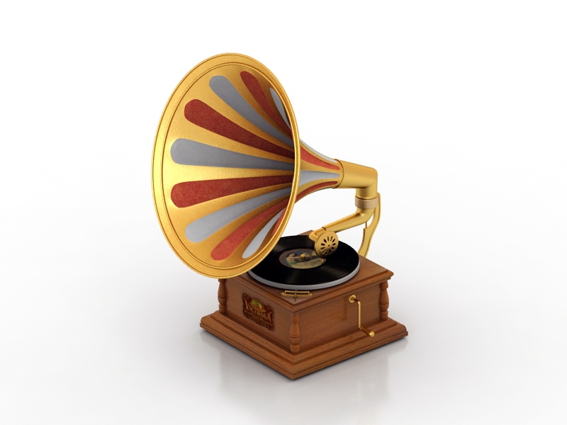 Antique Gramophone with Horn 3d rendering