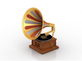 Antique Gramophone with Horn 3d model preview