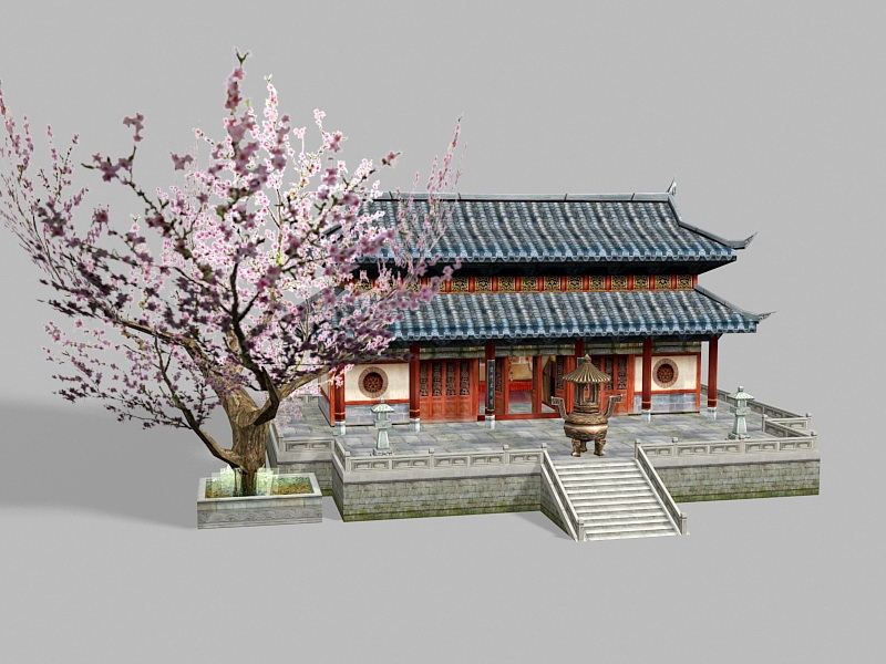 Ancient China Temple 3d rendering