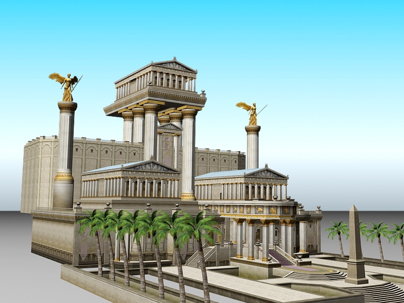 Ancient Greek God Temple 3d rendering