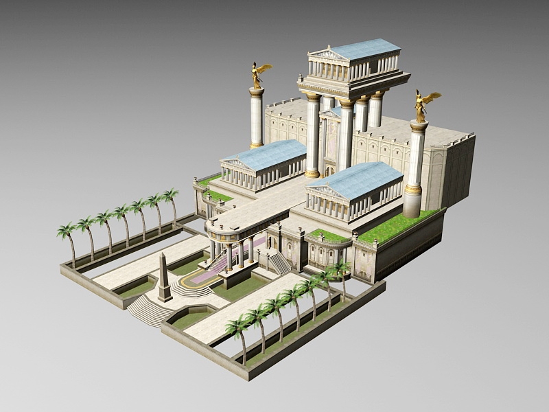 Ancient Greek God Temple 3d rendering