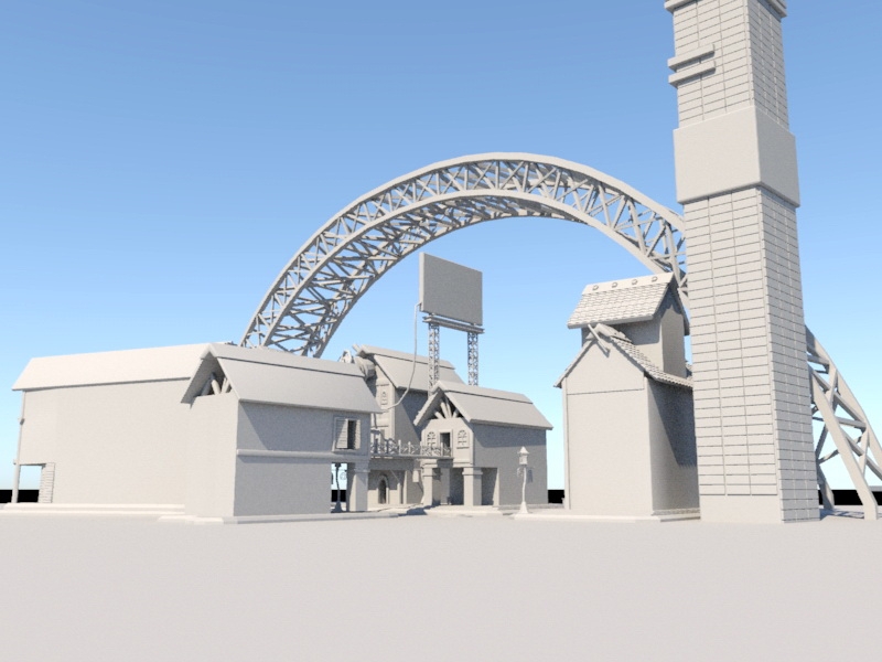 Steampunk Town 3d rendering