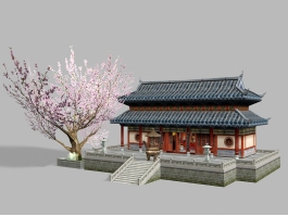 Ancient China Temple 3d model preview
