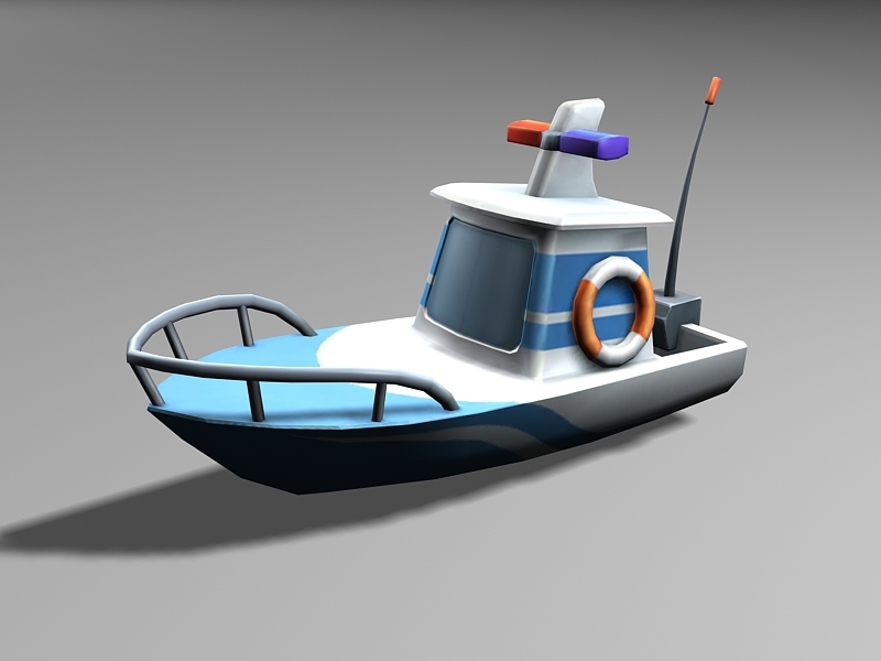 Small Patrol Boat Cartoon 3d rendering