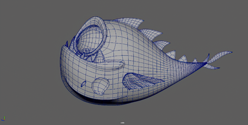 Cartoon Angry Piranha Fish 3d rendering