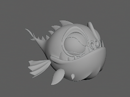Cartoon Angry Piranha Fish 3d preview