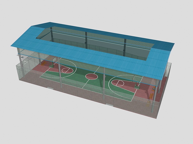 Outdoor Basketball Court 3d rendering