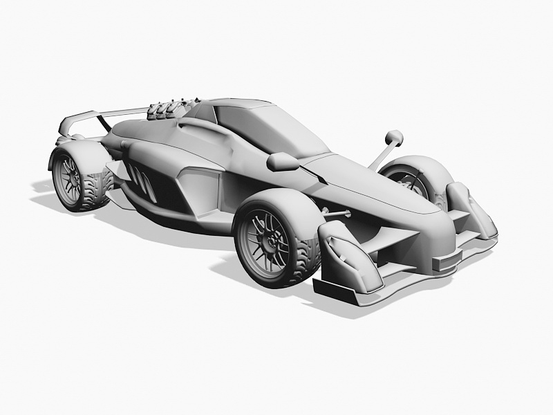 Steampunk Race Car 3d rendering