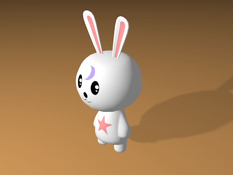 White Bunny Cartoon 3d rendering