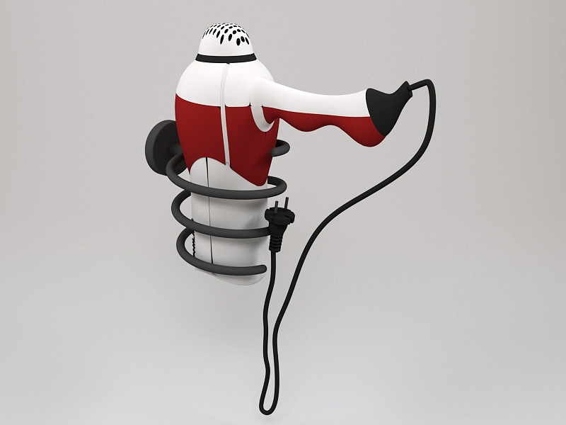 Hair Dryer and Holder 3d rendering