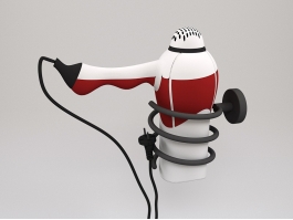 Hair Dryer and Holder 3d model preview