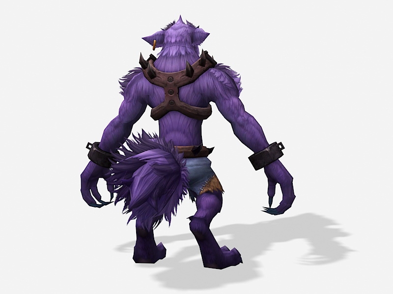 Purple Werewolf Warrior 3d rendering