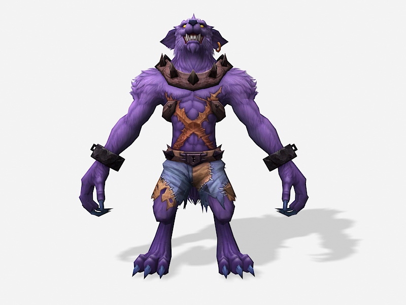 Purple Werewolf Warrior 3d rendering