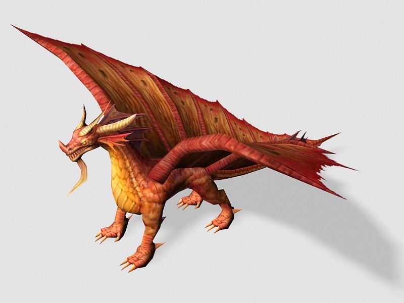 Giant Red Dragon Low Poly 3d rendering