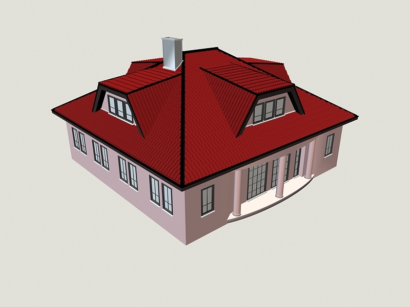Rustic Red House 3d rendering
