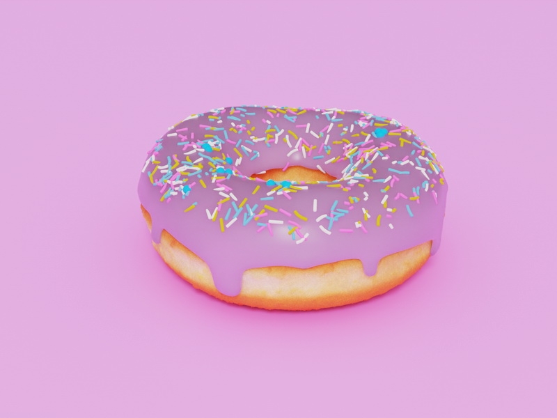 Pink Glazed Donut 3d rendering