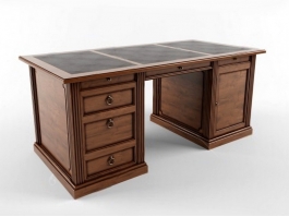 Old Wood Office Desk 3d model preview