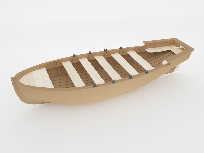 Classic Wood Boat 3d rendering
