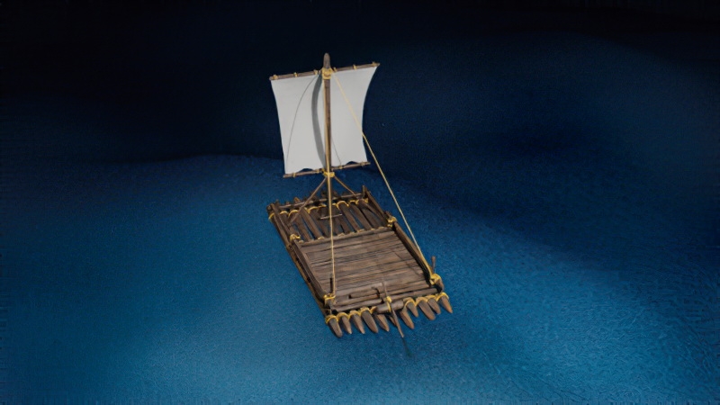 Wood Raft 3d rendering
