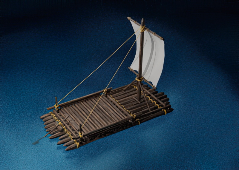 Wood Raft 3d rendering