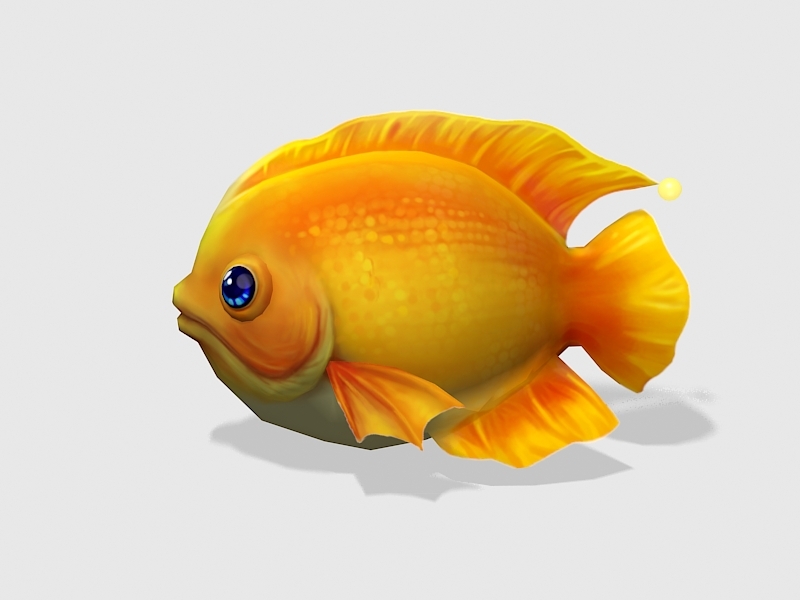 Yellow Fish Cartoon Low Poly 3d rendering