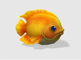 Yellow Fish Cartoon Low Poly 3d preview