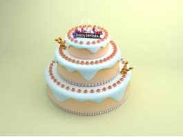 Awesome Birthday Cake 3d model preview