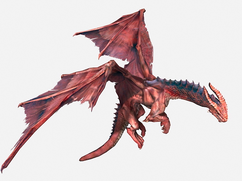 Dark Red Dragon 3d rendering