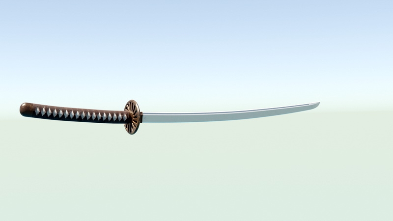 Japanese Katana Sword 3d rendering