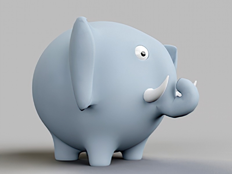 Cute Cartoon Elephant 3d rendering