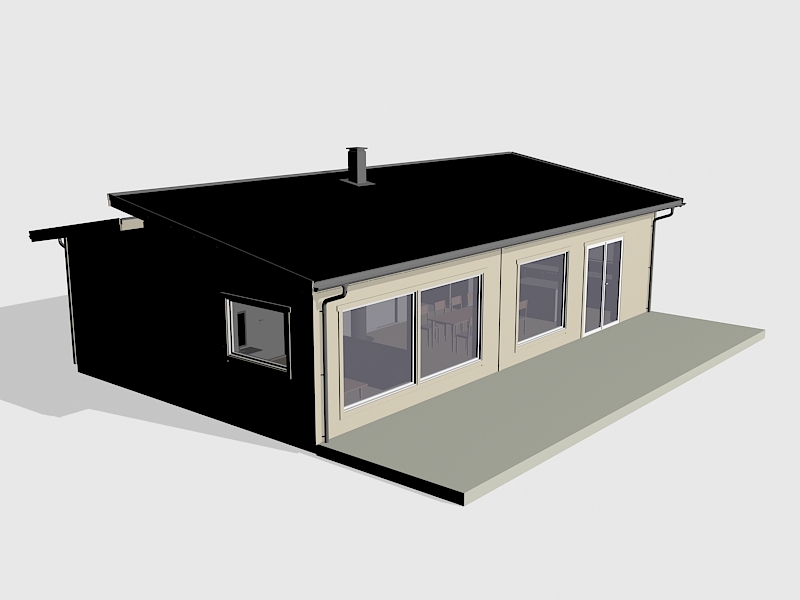 Simple Living Small House 3d rendering