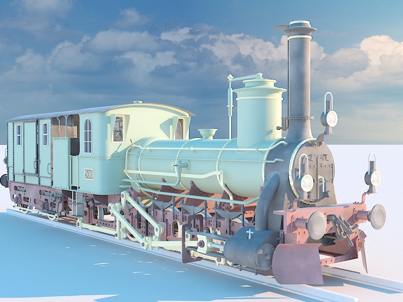 Antique Steam Locomotive 3d rendering