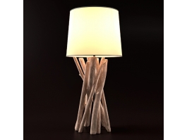 Vintage Wooden Table Lamp 3d model preview