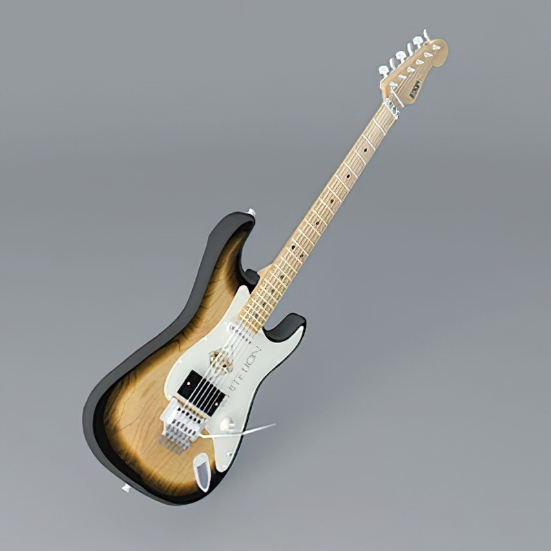 White Lion Electric Guitar 3d rendering