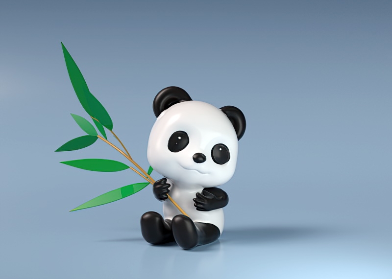 Cute Cartoon Baby Panda 3d rendering