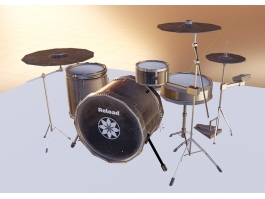 Black Drum Set 3d preview