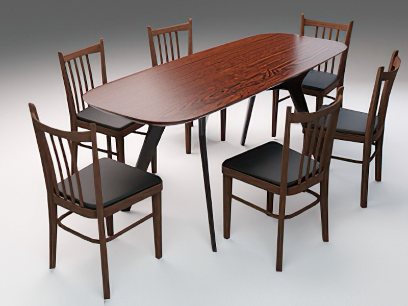 7-Piece Dining Table Set 3d rendering