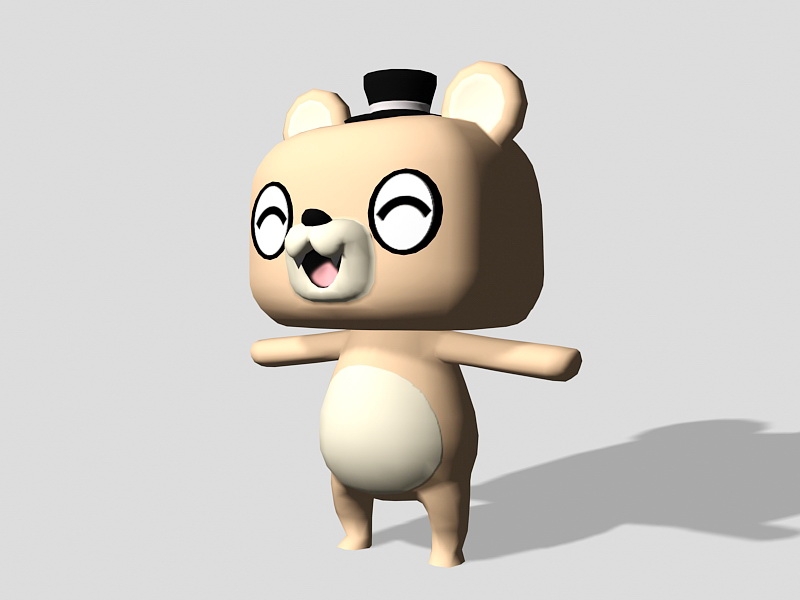 Cute Bear Cartoon 3d rendering
