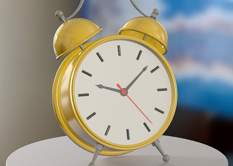 Yellow Alarm Clock 3d rendering