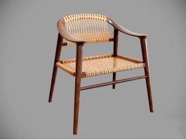 Wood and Rattan Armchair 3d preview