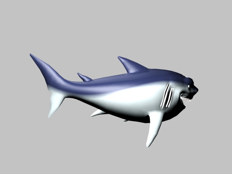 Scary Shark Cartoon 3d rendering