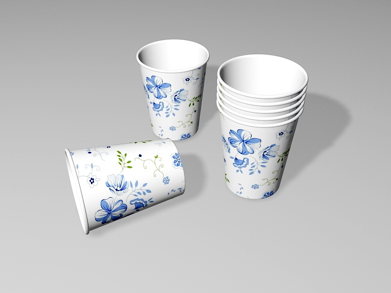 Disposable Paper Cups 3d rendering