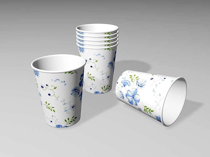 Disposable Paper Cups 3d rendering