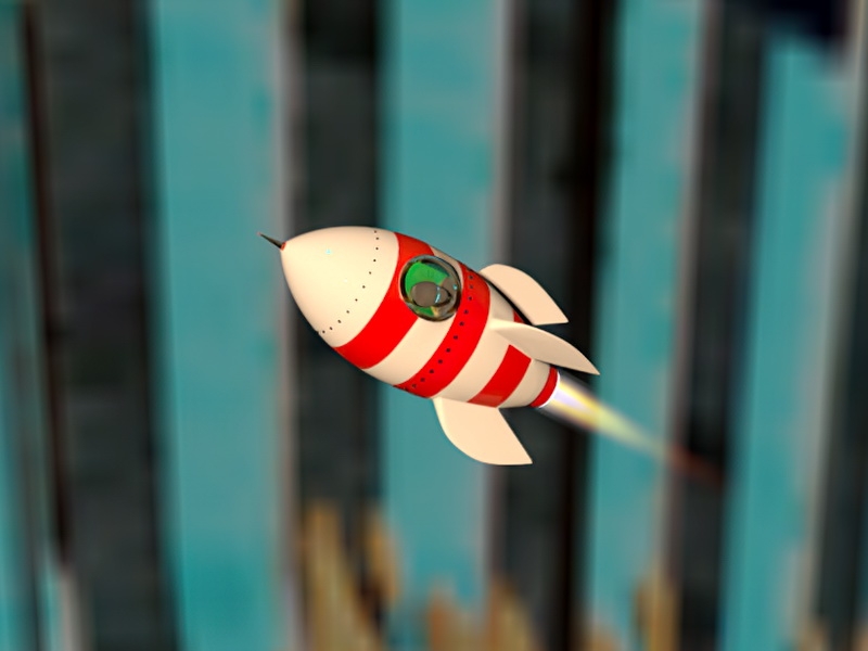 Cartoon Rocket Ship 3d rendering
