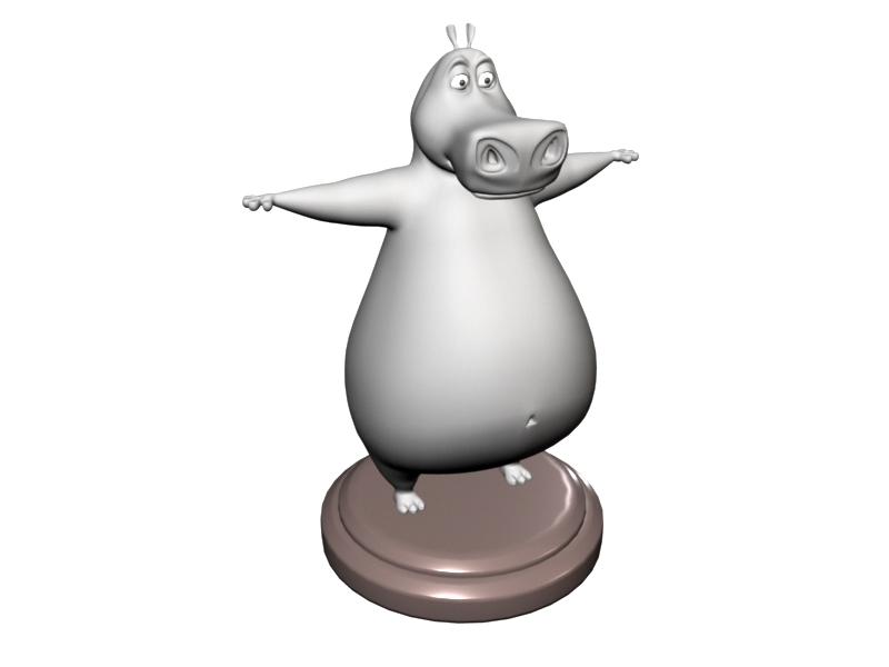 Hippo Cartoon Character 3d rendering