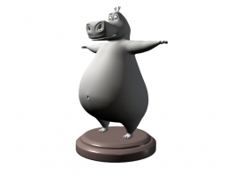 Hippo Cartoon Character 3d model preview