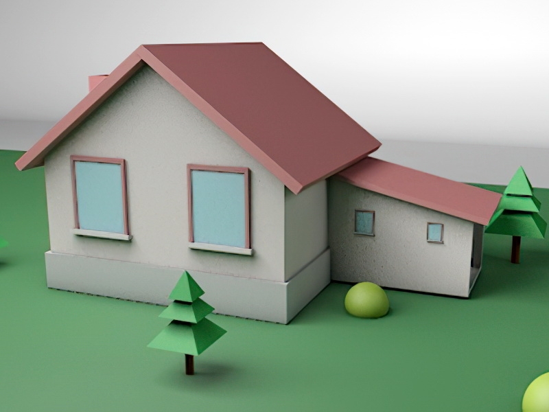 Small Country Cottage House 3d rendering