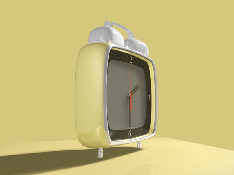 Yellow Desk Clock 3d rendering